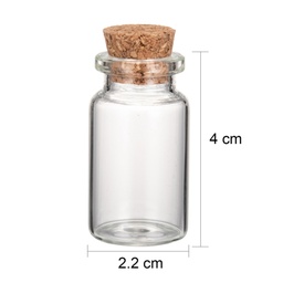 [AJEW-H004-7-1] Fiole en verre avec bouchon en liège 40x22mm, 10ml, x100 pièces