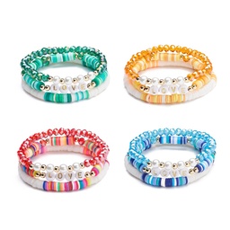 [BJEW-JB07155] Lot de 3 bracelets fantaisie, perles polymère et heishis, différents coloris