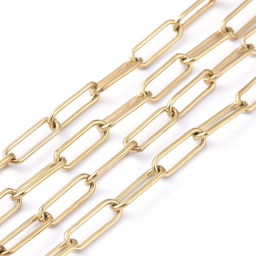 [CHS-L022-02P-G] Chaîne INOX doré, maille trombone, 10x3mm