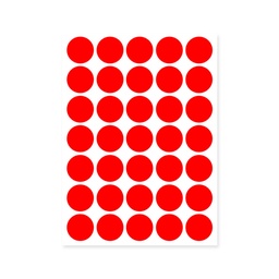 [STIC-PW0001-002F-03] Stickers autocollant ronds rouge, diam 1.6cm, 88 pièces par page x 10 pages