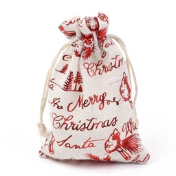 [ABAG-H104-B10] Pochette en coton, thème festif noel, 14x10 cm