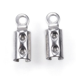 [X-STAS-P107-07P] Embouts de cordon à écraser INOX argenté, 8,5x3mm, trou 1,2mm, x20 pièces