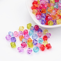 [X-DBB8mm] Perles à facettes transparentes et colorées, forme toupie, 8 mm de diamètre, trou: 1mm, sachet de 200