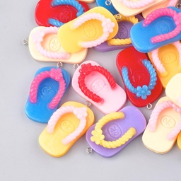 [RESI-S291-M] Pendentif en résine, claquette, coloris assortis,46x23x15mm, Trou: 2mm