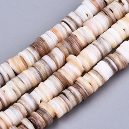 [SHEL-N026-94A-01] Perle en nacre naturelle, disque heishi, 6x0,5mm, trou 1mm, l'unité