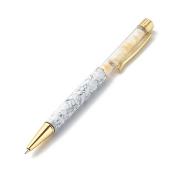 [AJEW-PE0015] Stylo à bille, avec coquillages multicolores intérieure, marbre, 143x13x10mm