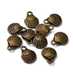 [X-TIBEP-R304-105AB-LF] Pendentif coquillage en laiton, couleur bronze antique, 13x10x3.5mm, trou 2mm