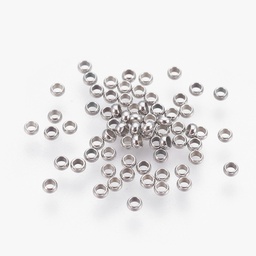 [X-A-STAS-P221-25P] Perle à écraser, INOX argenté, rond, 1,9mm, trou 1mm