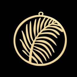 [STAS-S105-LA371-2] Pendentif INOX doré, feuille, 32x30x1mm, trou 1,4mm, l'unité