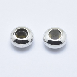 [KK-P056-01P-NR] Fermoir curseur, rondelle en laiton argenté avec joint silicone, 7x3,5mm, trou 2 mm, à l'unité