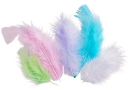 [460238] Plumes de coq, couleurs pastel, 7cm, paquet de 20 unités