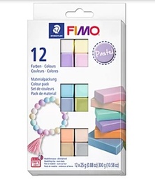 [261627] Coffret Fimo &quot;Pastel&quot; assortis, 12 demi blocs, 12x25gr
