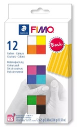 [261625] Coffret Fimo &quot;Basic&quot; assortis, 12 demi blocs, 12x25gr