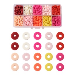 [CLAY-TA0001-08] Kit perles Heishi polymère, 6x1mm, trou 2mm, 10 couleurs env. 2200 pièces