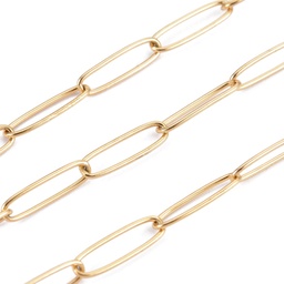 [CHS-F010-01C-G-01] Chaîne en INOX doré, placage ionique, maille trombone, 10x2,5x0,5mm, au mètre