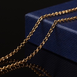 [CHS-L014-12G] Chaîne en INOX doré, placage ionique, chaîne rolo, non soudée, 2x0,8mm, au mètre