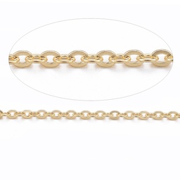 Chaîne en INOX doré, placage ionique, ovale plat, 1.5x1.2x0.3mm au mètre