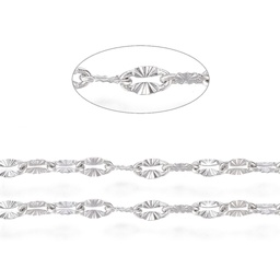 [CHS-D004-02P] Chaîne INOX argenté, maillons texturés, 4.0x2.0x0.5mm