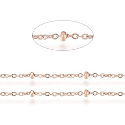 [CHS-G013-02RG] Chaîne INOX doré rose, placage ionique, avec boule, 1x15x0,2mm, au mètre