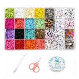 [DIY-YW0002-76] Kit perles de rocaille (env. 4500 pièces), perles acrylique (env. 520 pièces), anneaux et pendentifs, unité