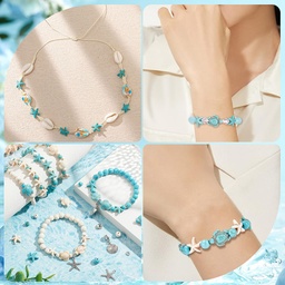 [DIY-SC0023-86] Kit perles pierres, pendentifs et coquillages, env. 200 pièces, unité