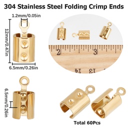 [STAS-SC0005-41] Embout de cordon à écraser INOX doré, placage ionique, 12x6,5x6,5mm, pour diamètre de 6mm, trou 1,2mm, l'unité