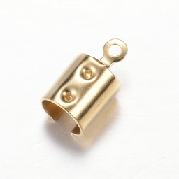 [X-STAS-N0013-22G] Pince à rubans à écraser INOX doré, placage ionique, 12x6,5x6,5mm, pour diamètre de 6mm, trou 1,2mm