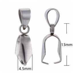 [X-STAS-Q182-01] Bélière INOX argenté avec passant,13x12x4,5mm, trou 4mm