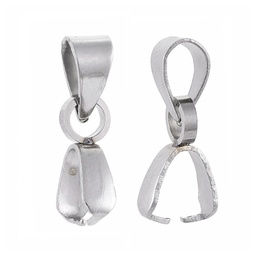 [X-STAS-R182-03] Bélière INOX argenté avec passant, 9x6,5x2,5mm, trou 3x4mm