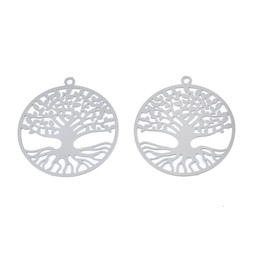 [X-STAS-S118-049] Pendentif INOX argenté, arbre de vie, 27x25x0,2mm, trou: 1,4mm