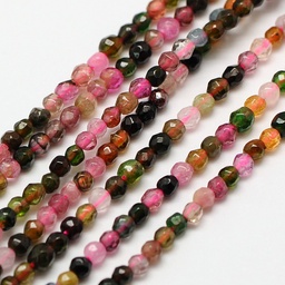 [G-A129-2mm-06] Pierre Tourmaline, naturelle, ronde à facettes, 2mm, trou 0.8mm, unité