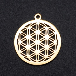 [STAS-S105-JN899-2] Pendentif INOX doré, fleur de vie, 22x19,5x1mm, trou 1,4mm
