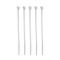 [EP50i] Tiges INOX argentés, tête avec boucle, 50x0,7mm, trou 2mm, x10 unités