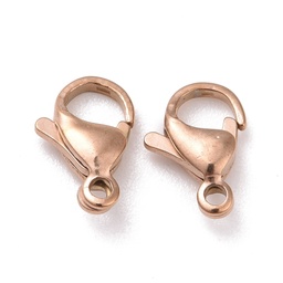 [STAS-H353-A-02RG] Fermoir homard, INOX, doré rose léger, placage ionique, 9x6x3mm, trou 1,2mm