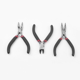 [TOOL-MSMC002-19] Pinces à bijoux lot de 3 (coupante, plate fine crocodile et coupante, ronde et coupante) 110x125x60mm