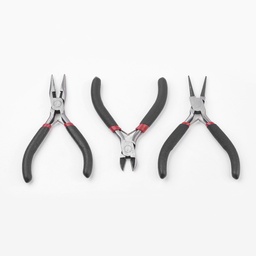[TOOL-MSMC002-21] Pinces à bijoux lot de 3 (coupante, plate fine crocodile, ronde) 105x125x61mm