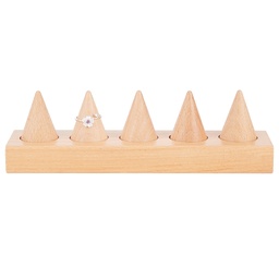 [RDIS-WH0011-05    RDIS-WH0011-08] Présentoir de bagues en bois, cône: 3.9x2.9cm, base rectangle : environ 220x50x22mm, unité