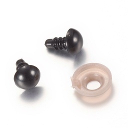[DIY-R039-12mm-A07] Yeux de sécurité en plastique noir, 12mm, la paire