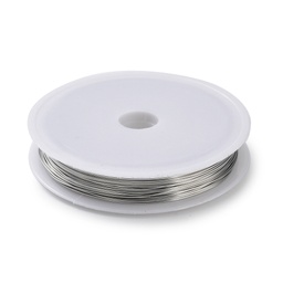 [TWIR-H001-01C-P] Fil en INOX argenté à modeler pour la création de bijoux,  22 jauge, 0,6mm, 20 m/rouleau