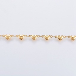 [STAS-G038-05G] Chaîne en INOX doré, placage ionique, chaîne maillons coeurs, 10x5x2mm, au mètre