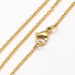 [NJEW-M047-02] Collier chaîne INOX doré, placage ionique, plaqué or, longueur 45cm