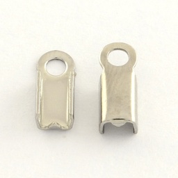 [X-STAS-R063-28] Embout de cordon à écraser INOX argenté, 8x2,5x2mm, trou 1mm