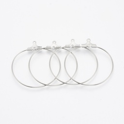 [STAS-T031-20-35mm] Créoles INOX argenté à suspendre 40x37x1,5mm, trou 1mm, broche 0,8mm, x20 unités