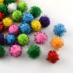 [AJEW-R046-1.5cm-M] Pompons diam 1,5cm coloris variés, métallisés, vendus à l'unité