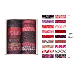 [STIC-H002-07] Masking tape, bande de papier adhésif, thème Saint-Valentin, 18 modèles, 10x0,2mm, 2m le rouleau