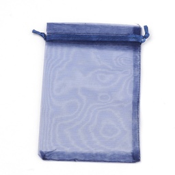 [OP-R016-9x12cm-21] Pochette cadeau en organza, bleue nuit, 12x9 cm