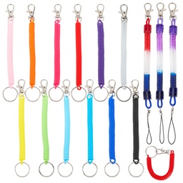 [KEYC-CP0001-02] Porte clé ressort hélicoïdal, divers coloris, 170x10mm, avec anneau 20mm et crochet 25mm et mousqueton argenté, unité