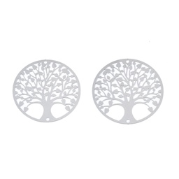 [STAS-S118-042] Estampe INOX argenté, arbre de vie , 30x0,2mm, trou 1mm