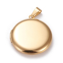 [STAS-K197-24G] Pendentif INOX doré, avec cadre photo rond, 31x27,5x5,5mm, taille intérieure 20x20mm