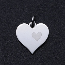 [STAS-T049-T678-1] Pendentif INOX argenté, coeur, 13x13x1mm, anneau 3mm
